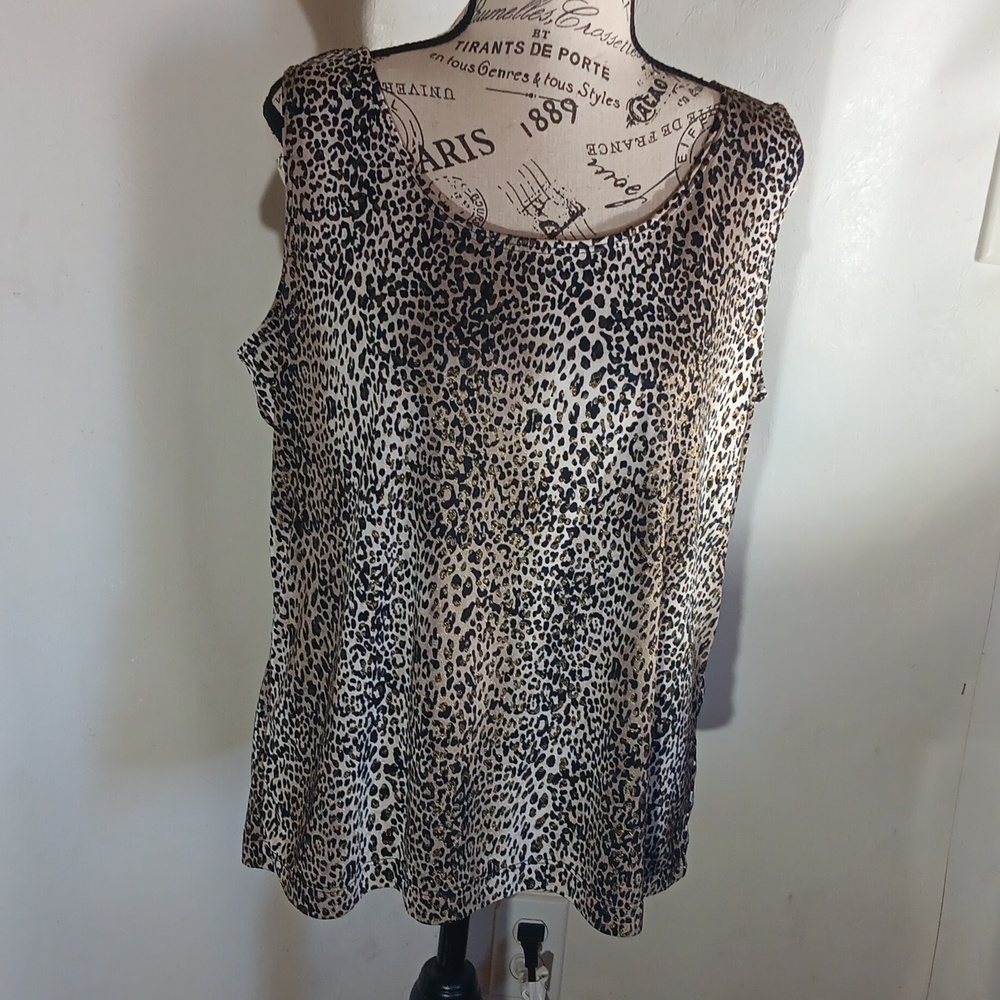 Chicos Travelers Collection Women's Animal Print Slinky Sleeveless Tank Top